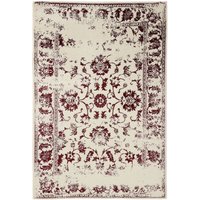 Basic Teppich Suki - Creme/Rot 140x200 cm - Kunstfaser - Rechteckig & im Style: Vintage, Orient Style - Pflegeleicht für Wohnzimmer Schlafzimmer von BENUTA