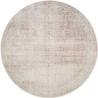 benuta Basic Waschbarer Teppich George - Kunstfaser - Rund & im Style: Vintage, Elegant, Retro - Pflegeleicht für Wohnzimmer Schlafzimmer, Beige/Rosa von BENUTA