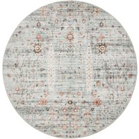 benuta Basic Waschbarer Teppich George - Türkis 120 cm Rund - Kunstfaser - Rund & im Style: Vintage, Elegant, Retro - Pflegeleicht für Wohnzimmer von BENUTA