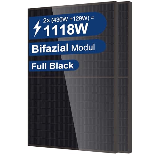 Solarplatten PV Module 850W Full Black Bifazial Glas-Glas Solarmodule 2x425W Solarmodul Solarpanel Monokristalline Solarmodule für Balkonkraftwerk Solaranlage, Photovoltaik Komplettanlage von BENY