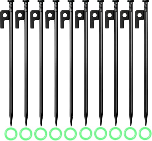 30CM Erdanker Bodenanker, 10 Stück heringe erdnägel Stabil Heringe Erdnägel Stabil Metall Heringe Zeltheringe Sturmsicher Erdnägel Zeltnagel im Freien für Camping Outdoor Wandern von BEOIUCZZY