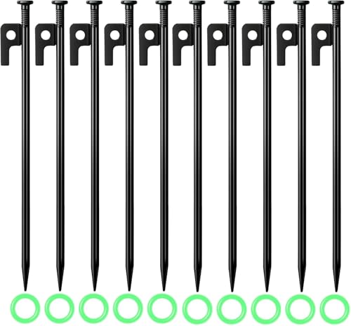 35CM Erdanker Bodenanker, 10 Stück heringe erdnägel Stabil Heringe Erdnägel Stabil Metall Heringe Zeltheringe Sturmsicher Erdnägel Zeltnagel im Freien für Camping Outdoor Wandern von BEOIUCZZY