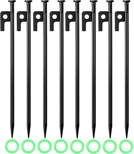 35CM Erdanker Bodenanker, 8 Stück heringe erdnägel Stabil Heringe Erdnägel Stabil Metall Heringe Zeltheringe Sturmsicher Erdnägel Zeltnagel im Freien für Camping Outdoor Wandern von BEOIUCZZY