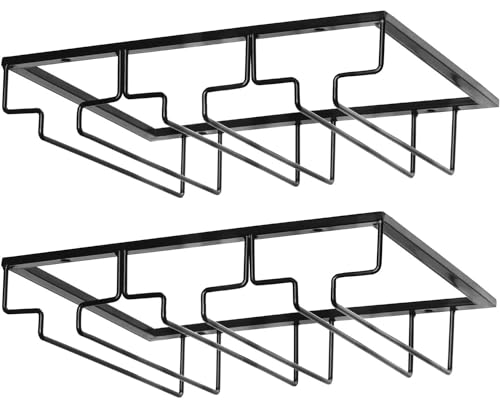 BEOIUCZZY 2 Stück Weingläser Halter, Hängender Weinglashalter Weinglasregal unter Dem Schrank Metall Weinglashalter Regal Hängender Weinglasregal mit 3 Reihige für Familie Restaurant Hotel Bar von BEOIUCZZY