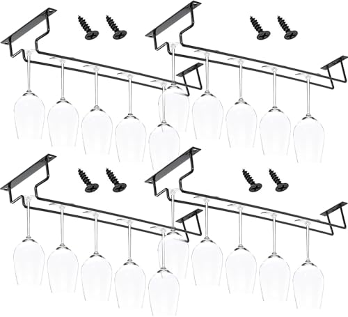 BEOIUCZZY 4 Stück Metall Weinglashalter, 40cm Gläserhalter zum Aufhängen, Metall Weinglashalter Hängend Stielglasregal unter Regal Gläserhalter zum Aufhängen für Bar Küche Pub Restaurant von BEOIUCZZY