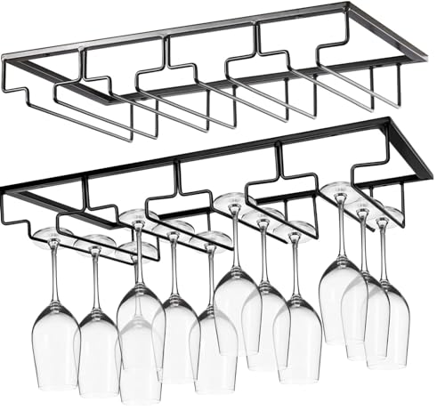 BEOIUCZZY Weingläser Halter, Hängender Weinglashalter Weinglasregal unter Dem Schrank Metall Weinglashalter Regal Hängender Weinglasregal mit 4 Reihige für Familie Restaurant Hotel Bar von BEOIUCZZY
