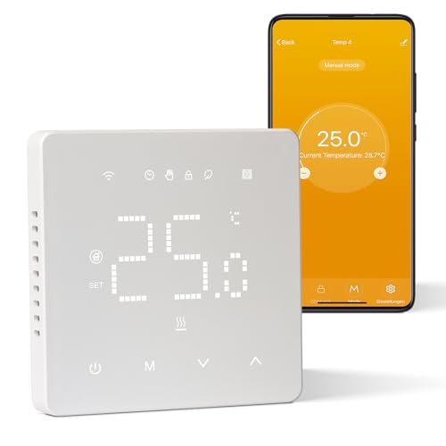 Fussbodenheizung Thermostat Digital Für Elektrische Fußbodenheizung, Beok Smart Raumthermostat WLAN Heizungsthermostat Raumtemperaturregler mit Fühler Kompatibel Tuya Alexa Echo, 230V 16A Unterputz von BEOK CONTROLS