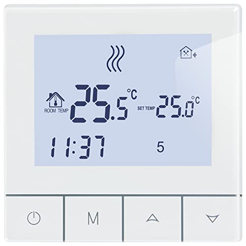 Beok Fussbodenheizung Thermostat Für Elektrische Fußbodenheizung Thermostat Heizung Digital Programmierbar Raumthermostat Fussbodenheizung Steuerung mit Fühler 16A TDS75-EP Weiß von BEOK CONTROLS