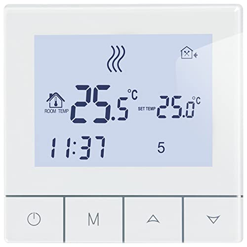 Beok Fussbodenheizung Thermostat Für Elektrische Fußbodenheizung Thermostat Heizung Digital Programmierbar Raumthermostat Fussbodenheizung Steuerung mit Fühler 16A TDS75-EP Weiß Non-WiFi von BEOK CONTROLS