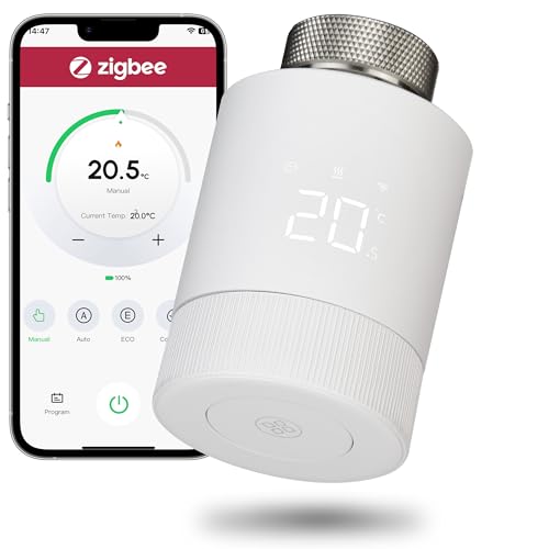 Beok Smart Heizkörperthermostat Zigbee Heizungsthermostat Raumthermostat Digital Benötigt Tuya Gateway Thermostat Heizung Heizkörper Thermostatkopf, Steuerung per Tuya App, Google Assistant TRV-804ZB von BEOK CONTROLS