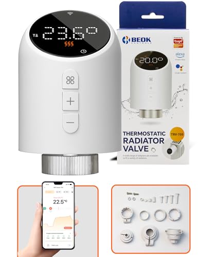 Beok Smart Heizkörperthermostat Zigbee Thermostat, Thermostat Heizung Digital Heizungsregler Benötigt Tuya Gateway Heizkörper Thermostatkopf Mit App Funktion, Kompatibel mit Alexa und Google Assistant von BEOK CONTROLS
