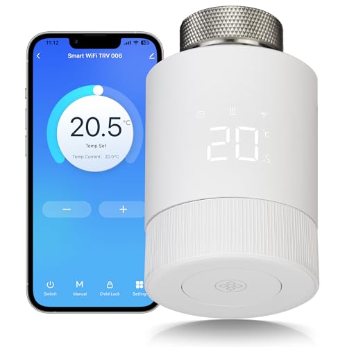 Beok Smart Home Heizkörperthermostat,WLAN Heizungthermostat Heizkörper Thermostatkopf Digital WiFi Heizungsregler, Steuerung per Tuya App, Google Assistant & Alexa TRV-804 von BEOK CONTROLS