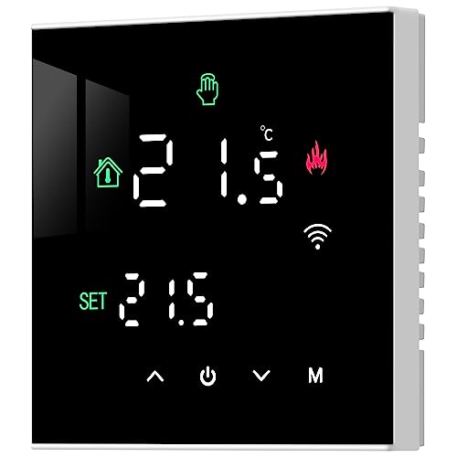 Beok Smart WiFi Thermostat Programmierbar Kesselthermostat für Wasser-/Gasboilerheizung Raumthermostat Fußbodenheizung Kompatibel mit Alexa, Google Home 3A TGW60B-WIFI-WPB Schwarz von BEOK CONTROLS