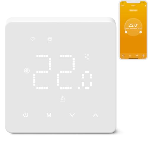 Beok Thermostat Fussbodenheizung Wasser, Tuya WiFi Raumthermostat Fußbodenheizung Thermostate Heizung Smart Digital Wandthermostat 230v, Kompatibel Alexa Google Assistant, 3A TGM50WIFI-WP Weiß von BEOK CONTROLS