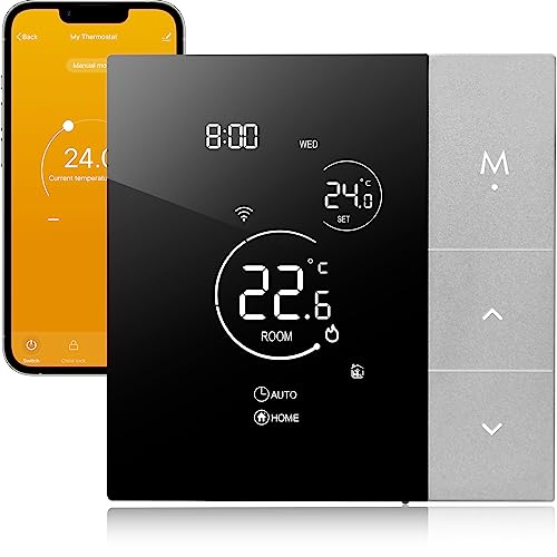 Beok Thermostat Fussbodenheizung WiFi, Smart Raumthermostat Thermostate Heizung Digital für Elektrische Fußbodenheizung Mit Externen Sensoren, Kompatibel mit Tuya/Google Home/Alexa 16A TGP508WIFI-EP von BEOK CONTROLS