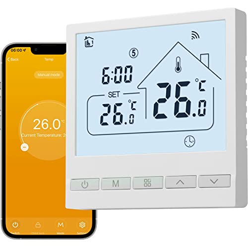 BEOK CONTROLS Thermostat Fussbodenheizung, Raumthermostat Fußbodenheizung WLAN für Wasser Heizung, Intelligent Kompatibel mit Alexa, Tuya Smart Life APP 3A TOL47WIFI von BEOK CONTROLS