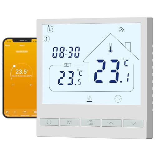 Beok Smart Thermostat Heizungsthermostat Raumthermostat WiFi-Thermostat Intelligente Thermostate für Gas/Wasser Kessel Fußbodenheizung Kompatibel Alexa,Google Assistant 3A TOL47WIFI 230v von BEOK CONTROLS