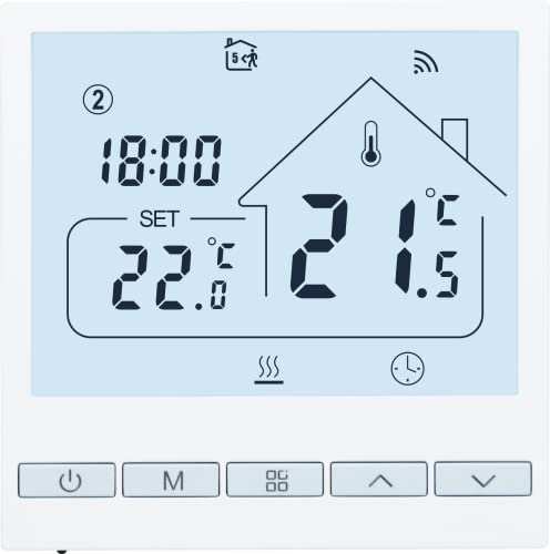Beok Thermostat WiFi Für Elektrische Fußbodenheizung Raumthermostat Fussbodenheizung Smart Heizungsthermostat Digital Kompatibel Alexa Echo, Google Assistant Tuya WLAN App 16A TOL47WIFI von BEOK CONTROLS