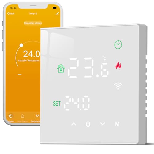Beok Tuya Raumthermostat Fußbodenheizung, Thermostat Fussbodenheizung Elektrische Smart WiFi Heizungsthermostat Digital Programmierbarer 16A mit Externe Sensoren LCD Touchscreen TGW60W-WIFI-EP Weiß Beok Tuya Raumthermostat Fußbodenheizung, Thermostat Fussbodenheizung Elektrische Smart WiFi Heizungsthermostat Digital Programmierbarer 16A mit Externe Sensoren LCD Touchscreen TGW60W-WIFI-EP Weiß von BEOK CONTROLS