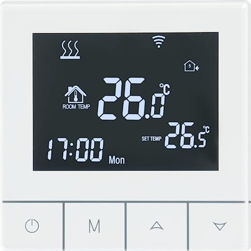 Thermostat Heizung Digital, Beok Tuya WiFi Smart Thermostate für Fussbodenheizung Wasser und Boiler Gastherme Raumthermostat Fußbodenheizung Kompatibel Alexa WLAN APP Steuerung 3A TGT79WIFI-WPB von BEOK CONTROLS