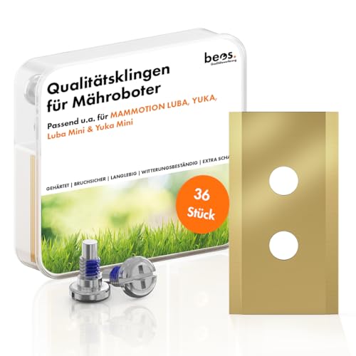 BEOS® 36 x Premium Titan Ersatzmesser + Schrauben mit Sicherung - Messer kompatibel mit Mammotion LUBA, LUBA 2, YUKA, LUBA Mini & YUKA Mini, verbessertes Schraubendesign für Mammotion von BEOS