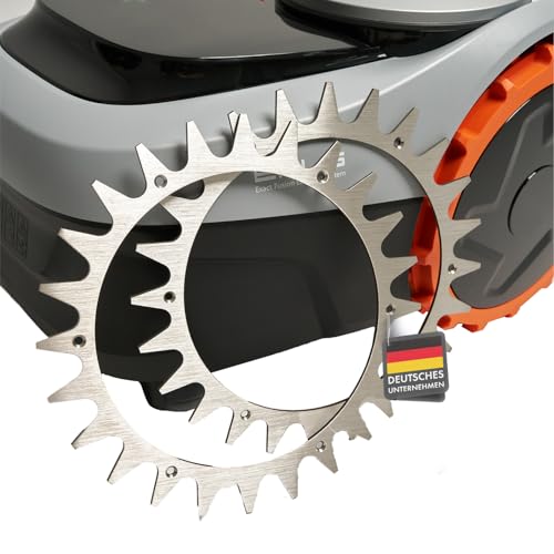 BEOS® EDELSTAHL Spikes für Segway Navimow i105E & i108E - Poliert - Gesenkte Schraubenlöcher -Entgratet - 12x Edelstahl Schrauben- Traktionsverbesserung für Mähroboter – Rasenmäher Spikes ø 256 mm von BEOS