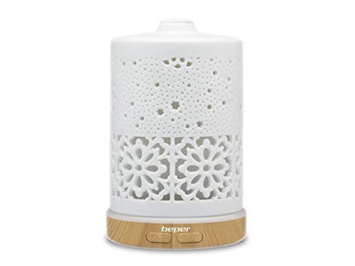 BEPER 70.404 Diffusor aus Keramik, Ultraschall-Zerstäuber, LED-Licht in 7 Farben, Taste für Dampfaustritt und Farbauswahl, elegantes Design, USB-Betrieb, Weiß, wenig BEPER 70.404 Diffusor aus Keramik, Ultraschall-Zerstäuber, LED-Licht in 7 Farben, Taste für Dampfaustritt und Farbauswahl, elegantes Design, USB-Betrieb, Weiß, wenig von BEPER