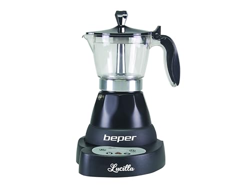 BEPER BC.041N Elektrische Kaffeemaschine Lucilla - Espressomaschine für 3 Tassen mit programmierbarem Timer bis 24 Stunden im Voraus - heißer Kaffee für 30 Minuten, Schwarz BEPER BC.041N Elektrische Kaffeemaschine Lucilla - Espressomaschine für 3 Tassen mit programmierbarem Timer bis 24 Stunden im Voraus - heißer Kaffee für 30 Minuten, Schwarz von BEPER