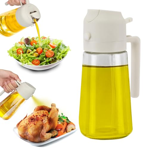 BEPER C102SPE004 Ölsprüher für Heißluftfritteuse, 2-in-1, 480 ml Glasbehälter für Ölflasche, Küchenspray, Ausgießer + Sprühkopf von BEPER