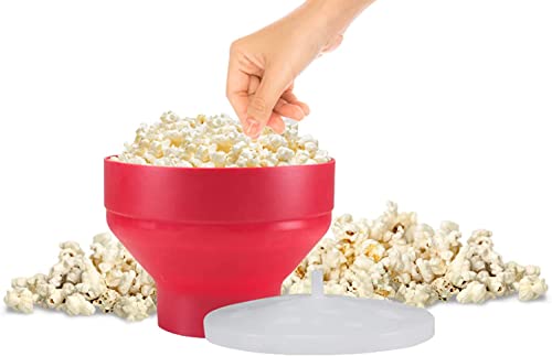 BEPER C106CAS002 Popcorn Maker Mikrowelle mit Klappschüssel und Deckel - Popcorn Schüssel, Rot von BEPER