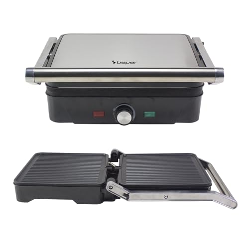 BEPER P101TOS503 GRAND GRILL 3-in-1 Multifunktions-Elektrogrill – Steakpfanne, Panini-Grillplatte und Barbecue-Grill – 28 x 25 cm große Platten, 180°-Öffnung, regelbarer Thermostat – 2000 W BEPER P101TOS503 GRAND GRILL 3-in-1 Multifunktions-Elektrogrill – Steakpfanne, Panini-Grillplatte und Barbecue-Grill – 28 x 25 cm große Platten, 180°-Öffnung, regelbarer Thermostat – 2000 W von BEPER