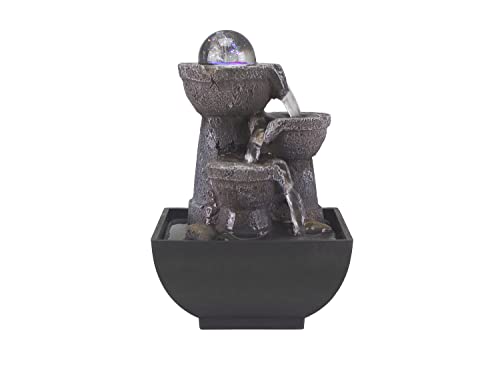 BEPER P201UTP200 Zimmerbrunnen Wasserfall mit Beleuchtung – Zimmerbrunnen Zen, Harz/Schwarz, klein von BEPER