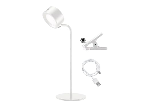 BEPER P201UTP302 Leseleuchte mit Klemme, 3 Anwendungen, Tischleuchte, Wandleuchte, Leuchte mit Clip, 2,3 W, Wiederaufladbares USB-Kabel Typ-C, 3 Lichtfarben, Weiß von BEPER