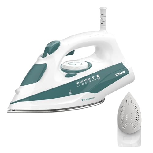 BEPER P204FER005 SteamPro 300 Dampfbügeleisen – Stahlsohle, 300-ml-Wassertank, 2200 W – Dauerdampf 27 g/min und Dampfstoß – Anti-Kalk-, Tropf- und Selbstreinigungssystem von BEPER