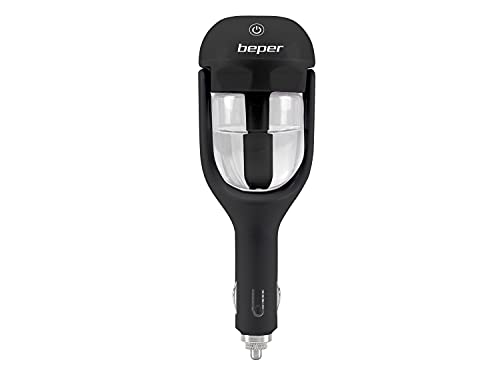 BEPER P205DIF100 Aroma-Diffusor/Luftbefeuchter, 25 ml, 1,5-2 W, neigbar bis 180 °, Anti-Tropf-System, Touch-Taste, kontinuierliche oder intermittierende Zerstäubung, Stecker 12 V, Schwarz von BEPER