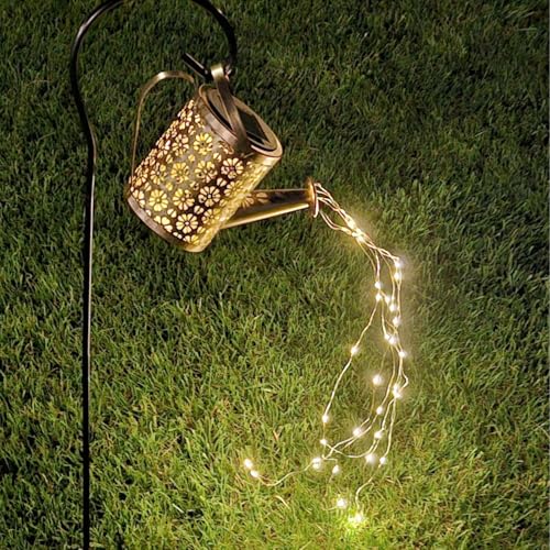 BEPER P207ILO002 Solare dekorative Garten- und Terrassenlampe, Kaskadenbeleuchtung mit 36 LED-Mini-Lichtern, 80 cm Stab mit Doppelzapfen, rostfrei, wiederaufladbar, IP44 von BEPER