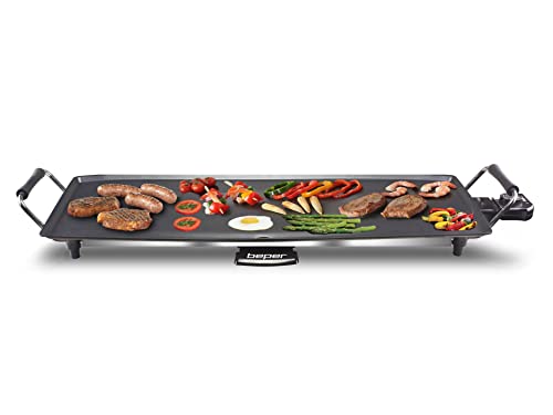 Beper 90.386 Elektrisch XXL 70 x 24 cm-Elektrogrill Tischgrill Teppanyakiplatte, Metall, Schwarz von BEPER