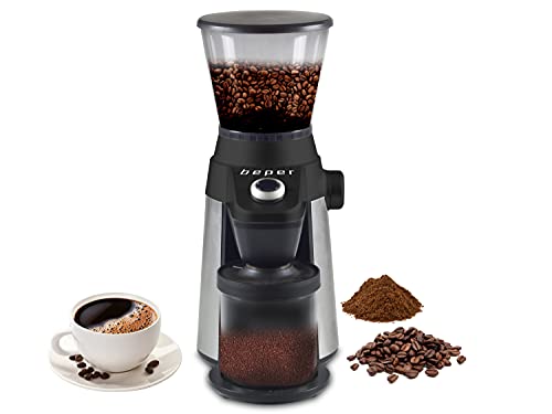 BEPER BP.580 Kaffeemühle, Profi-Druck-Kaffeemühle, 15 Mahlgrade, Mahlgradeinstellung, Sicherheitssystem von BEPER
