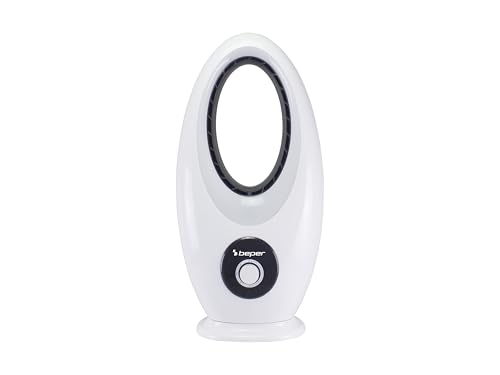 beper P206RAF110 Moderner, 50W, Leiser, Oszillierender, Messerloser Bodenventilator mit 3 Ventilationsgeschwindigkeiten, Sicheres und innovatives Design für effektive Luftverteilung, Weiß von BEPER