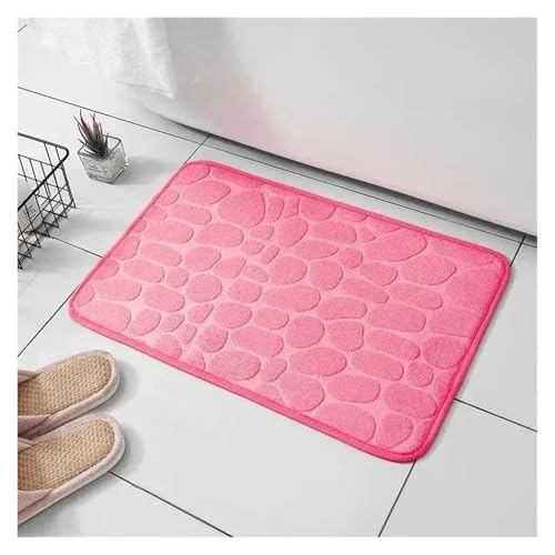 BEPHON Hygienischer Duschvorleger 1pc Memory Foam geprägter Samtteppich Badezimmer Wohnzimmer rutschfeste Matten Kopfsteinpflaster Bodenmatte Heimtextilien(Rose red) von BEPHON