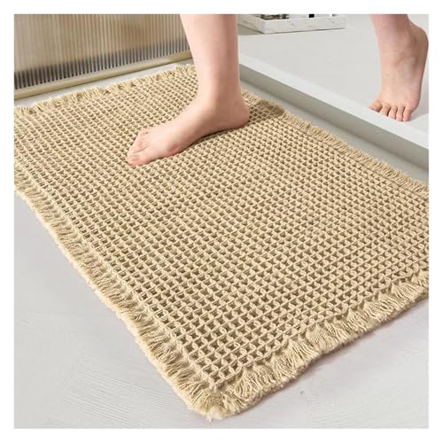 BEPHON Hygienischer Duschvorleger Badezimmermatte gewebt Boden Eingang saugfähigen Teppich Haushalt Toilette Anti-Rutsch-Türmatten(Brown,46cmx77cm) von BEPHON