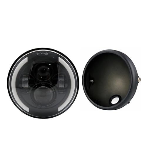 Wasserdichte LED Weißes Licht Für HON&DA 7,5 Zoll Motorrad Scheinwerfer LED Scheinwerfer DRL Klammern weißes Licht runde Lampe (Color : C-Light and housing) von BEPHON