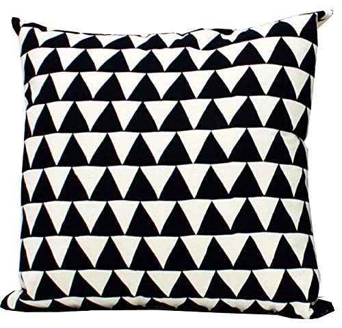 BEPM Dekokissen Couchkissen Kopfkissenbezug Sofa Nordic Minimalistische Geometriekissen Klassisches Schwarz-Weiß-Kissen Wohnzimmer-Sofa-Rückenlehnenkissen-45X45 cm_Kleines Schwarzes Dreieck. von BEPM