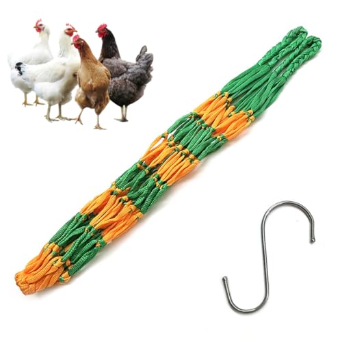 BEPSYOM 1 Stück Hühner Futternetz zum Aufhängen mit 1 Haken, Hähnchen Futterautomat, Hühnerfutter Netzbeutel für Hühner, Gänse und Enten von BEPSYOM