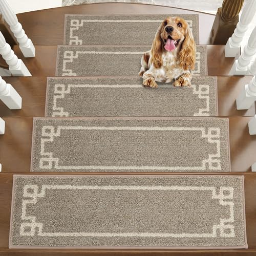 BEQHAUSE Treppenstufen Matten, 15 Stück Stufenmatten Selbstklebend, Treppenstufenmatten für Kinder, Älteste und Haustiere, 100% Polyester TPE - Rücken, 22x70cm, Beige BEQHAUSE Treppenstufen Matten, 15 Stück Stufenmatten Selbstklebend, Treppenstufenmatten für Kinder, Älteste und Haustiere, 100% Polyester TPE - Rücken, 22x70cm, Beige von BEQHAUSE