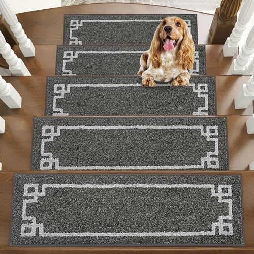 BEQHAUSE Treppenstufen Matten, 4 Stück Treppenstufenmatten, Stufenmatten Selbstklebend für Kinder, Älteste und Haustiere, 100% Polyester TPE - Rücken, 22x70cm, Dunkelgrau BEQHAUSE Treppenstufen Matten, 4 Stück Treppenstufenmatten, Stufenmatten Selbstklebend für Kinder, Älteste und Haustiere, 100% Polyester TPE - Rücken, 22x70cm, Dunkelgrau von BEQHAUSE