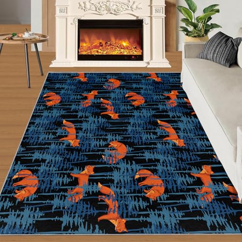 Fuchs Teppich Orangefarbener Fuchs Kinderzimmerteppiche Dunkelblaue Abstrakte Streifen 100x140 Rug Fuchs Vorleger Maschinenwaschbarer Rutschfester Teppich Für Stark Frequentierte Bereiche Fuchs Teppich Orangefarbener Fuchs Kinderzimmerteppiche Dunkelblaue Abstrakte Streifen 100x140 Rug Fuchs Vorleger Maschinenwaschbarer Rutschfester Teppich Für Stark Frequentierte Bereiche von BEQUTIY