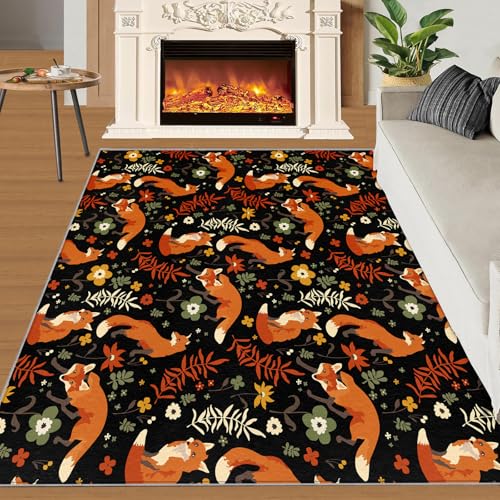 Fuchs Teppich Waldpflanzen Blumen Wohnzimmerteppiche Moderne Niedliche Tiere 180x270 Rug Fuchs Vorleger Maschinenwaschbarer Rutschfester Teppich Für Stark Frequentierte Bereiche Fuchs Teppich Waldpflanzen Blumen Wohnzimmerteppiche Moderne Niedliche Tiere 180x270 Rug Fuchs Vorleger Maschinenwaschbarer Rutschfester Teppich Für Stark Frequentierte Bereiche von BEQUTIY
