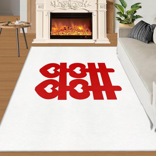 Glück Teppich Moderner Minimalismus Wohnzimmerteppiche Glücks-Herz 160x230 Rug Weiß Vorleger Maschinenwaschbarer Rutschfester Teppich Für Stark Frequentierte Bereiche von BEQUTIY