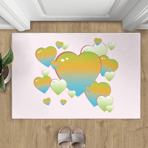 Herz Teppich Moderner Cartoon Kleine Teppiche Farbverlauf 50x80 Rug Rosa Vorleger Maschinenwaschbarer Rutschfester Teppich Für Stark Frequentierte Bereiche von BEQUTIY